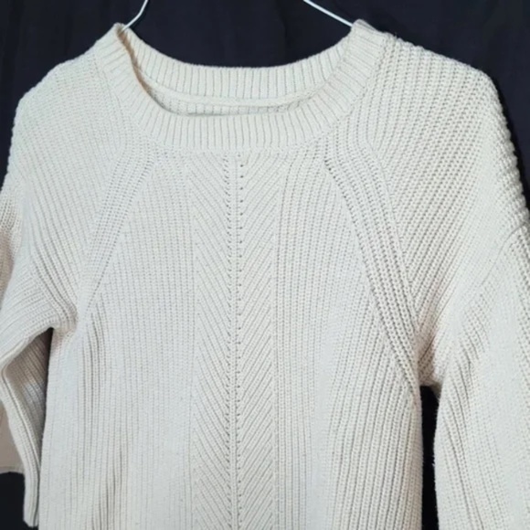 LOFT Cotton Knit Bell Sleeve Chunky Sweater - Picture 3 of 8